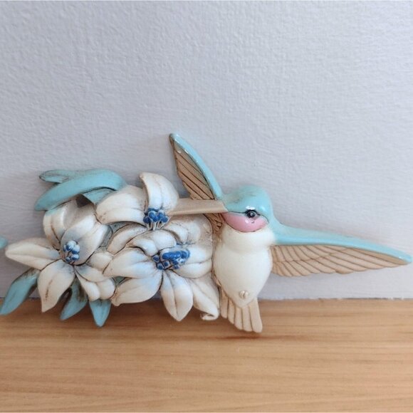 Vtg 90s Burwood Products 3 PC Set Plastic Hummingbird Wall Hanging Plaque Pastel - Picture 4 of 8